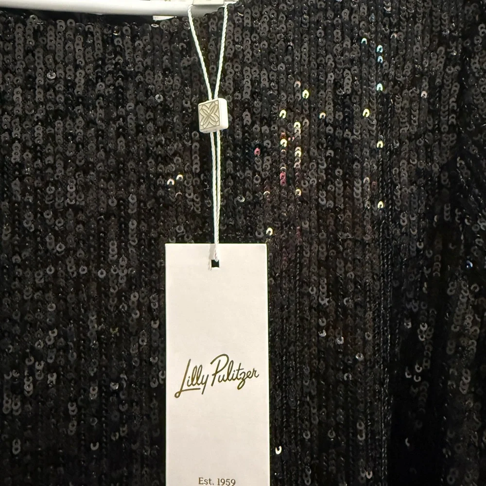 NWT Lilly Pulitzer Black Sequin Long Sleeve Romper - Nicoline - Picture 3 of 7